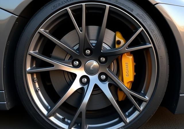 Cerchio in lega di un'auto sportiva pulito e brillante